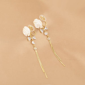 Elegant Long Tassel Flower Butterfly Knot Ear Cuff for Women No Piercing Required Versatile Fashion Jewelry Accessory