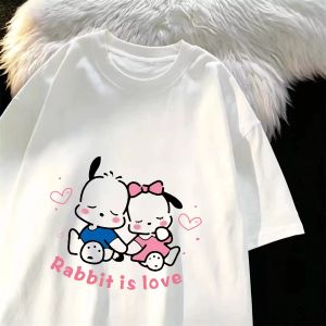 Bandai | 2026 Childrens Cartoon Cute-style Puppy Short-sleeved T-shirt for Girls Round-neck Loose Fit Comfortable and Loose