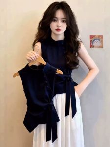 Loowmane | Irregular Design Straight Shoulder Sleeveless Waist-cinching Slim Fit Youthful Womens Top