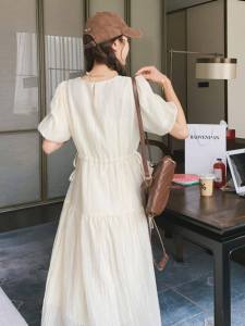 French Style Sweet Soft Wind Gauze Dress Women Summer Small Size Waist Inward Vintage Slimming Forest System First Love Dress