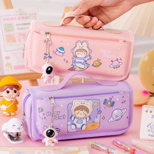 กล่องดินสอความจูฟสมุนไพรสีพาด้วย 3 ชั้น สำหรับเด็กผู้หญิง กล่องเครื่องเขียนยอดนิยมแบบใหม่ปี2022 INS และ กล่องดินสอผ้าใบสำหรับนักเรียนประถมและมัธยมผู้หญิงสไตล์ญี่ปุ่น มีมูลค่าสูงแบบน่ารักสำหรับเด็กหญิงต้นและเด็กหญิงที่นิยมในโลกออนไลน์