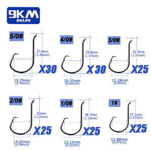 9KM Fishing Circle Hook Kit 90-210pcs Fishing Hooks Saltwater Surf Fishing Catfish Octopus Bass Offset Hook