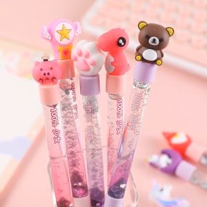 Bút Gel Ngòi 0.5mm Mực Đen Thân Bút Thiết Kế Trong Suốt Có Nhũ Bling Bling