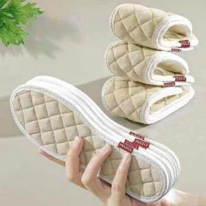 Handmade Cotton Linen Shoe Insoles Thickened Soft Bottom Sports Mens Breathable Sweat Absorbent Anti-Odor Leather Shoes