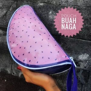 Pouch dompet tas make up kosmetik / tempat pensil / peralatan mandi traveling / uang dll buah semangka jeruk melon kiwi naga unik lucu murah organizer multifungsi makeup