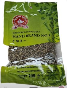 พริกไทยขาวเกล็ดหยาบ 100 กรัม ตรามือที่1