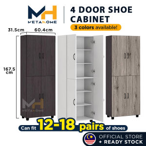 METAHOME 4 Doors Shoe Rack Shoes Cabinet Almari Kabinet Dapur Bertutup Kitchen Cabinet Sideboard Multipurpose Storage Rack Pantry