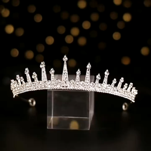 VitaStoree Mahkota Kristal Tiara Imitasi Aksesoris Rambut Putri Prom Clara