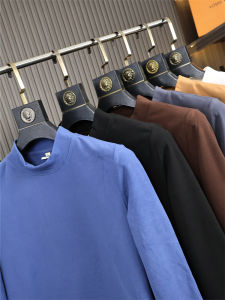 Offline 398 Dralon Base! Basic Style! Winter Men Pure Color Half Collar Brushed Long Sleeve T-shirt Tide