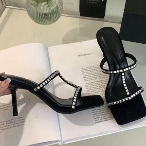 DCollection AR 12 Sandal Pesta Wanita Elegan Heels Stiletto Hak 7 Cm Gladiator Rhinestone