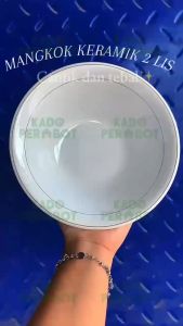 Mangkok Keramik 2 List- Mangkok Putih Porselen - Mangkok Mie Rebus Putih Cantik Berkilau