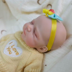 Npk | 30CM Solid Platinum Silicone Reborn Premie Doll Pascale Super Soft Elastic Stretchable Baby in Yellow Sweater 1100G