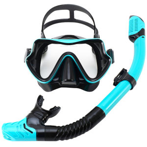Scuba Diving Mask Snorkel Set Tempered Glass Professional Panoramic Snorkeling Gear Swimming Training Snorkel Kit Adults Youth