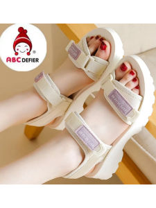 Genuine Leather Childrens Sandals Summer Fashionable Beach Dad Shoes for Girls Kids Footwear Magic Tape Korean Style
