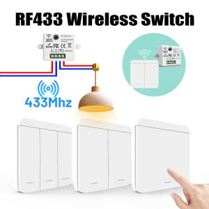 433MHz 1/2/3Gang 86 Wall Panel Switch with Remote Control Wireless Smart Switch Light Interruptor 10A 110V 220V For LED Lamp