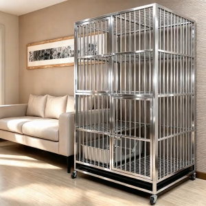 Stainless steel Cat Cage 4 Layer Pet Cage Foldable Easy Assemble Sturdy Pet Furniture Cat Cages with Wheels Sturdy Cage 80*55*132cm