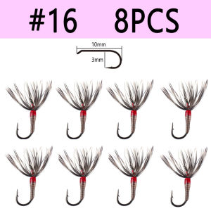Bimoo 8PCS #14 #16 #18 Epoxy Tenkara Flies Parachute Grizzly Hackle Dry Fly Kebari Trout Steelhead Grayling Fishing Bait Lures