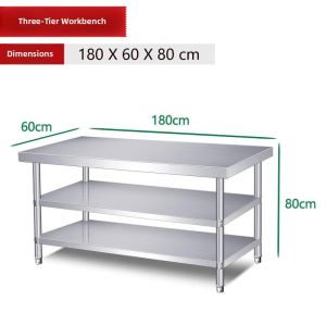 Thick 304 Stainless Steel Kitchen Workstation Food Preparation and Cutting Table