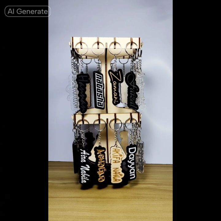 🔥💥Best Seller💥🔥 Custom Keychain Name [Acrylic Black + Engrave ...