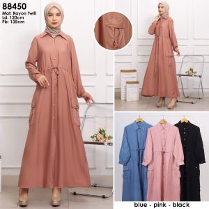 Gamis Cargo Style Bianca 450 Rayon Twill Premium Busui Friendly