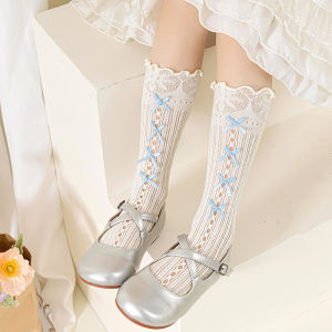 Girl Socks Tube Socks Spring and Summer Lace Lightweight Breathable Baby Bows Mesh Stockings Lolita JK Calf Socks