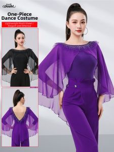 DANBAOLUO | Dancewear for Waltz and Ballroom with Drilled Collar Long Sleeves