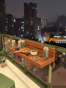 TMCG | Foldable Real Wood Hanging Table for Balcony Rails