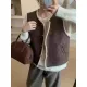 2024 Autumn Winter Sleeveless Shoulder Vest Women's Tweed Style Cropped Petite Horse Clip Suit Coat Backless Vest. 