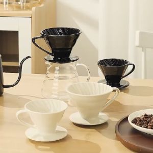 Filter Penyaring Kopi V60 Glass Coffee Filter Dripper Keramik - Ceramic Coffee Maker 1-2 Cup atau 1-4 Cup