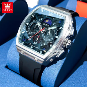OLEVS Watch For Mans Waterproof Original 2025 New Fashion Minimalist Silicone Watch Band Calendar Luminous Multi Function Chronograph Quartz Watch