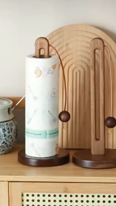 Storix Solid Wood Paper Towel Holder Kitchen Roll Stand Wooden Tissue Organizer Stable Base Countertop Holder Kitchen