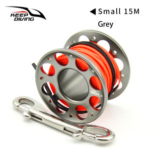 1PCS 15M/30M Scuba Diving Aluminum Alloy Spool Finger Reel with Stainless Steel double ended hook SMB Equipment Cave Dive