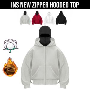 Ins New Zipper Hooded Top Zipper Hoodie Winter Jacket Jacket  Loose Clothes Trendy Teen Boy
