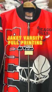 RUBBY ID Jaket Varsity Windbreaker Full Printing Chicago Bulls Pria Wanita