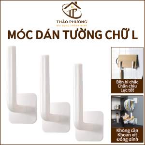 Móc Dán Tường Chữ L Khăn Lau Bếp Khăn Tắm Cuộn Giấy Giá Đỡ Treo Đồ Dán Tường