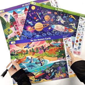 BEAR TALE Tìm kiếm và tìm thấy cuốn sách tương tác xóa được tìm kiếm sách cho trẻ em tái sử dụng tìm kiếm và tìm thấy hoạt động thảm với 3 cảnh