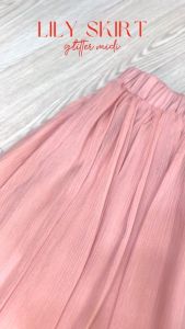 NAMARI-Lily Skirt - Bawahan Rok Wanita Midi 7/8 Glitter Sifon Kekinian Korean Style Polyester Jumbo