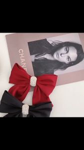 Jepit Rambut Pita Bahan Velvet Aksesoris Permata Shiny Rhinestone Decor Bow Hair Clip HCO014