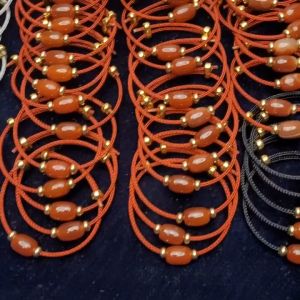 Vòng cáp lu thống Ngọkc Agte Đỏ và Cam thiên nhiên - Phong Thủy TUDO