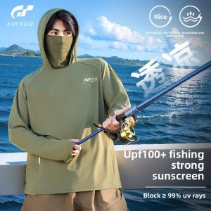KUYEDIE | Mens Outdoor Fishing Light Breathable Sun Protection Clothing Ice Silk Anti-Uv Lightweight Spring Summer Long Sleeve Coat