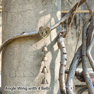 1pc Metal Wind Chime Vintage Roman StyleButterfly Angle Wing Iron Art Hanging Decoration with Chain for Outdoor Garden Home