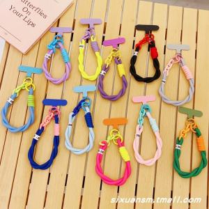 Durable Thickened Woven Pure Color Clip Phone Strap Canvas Card Holder Universal for All Mobile Phone Cases Accessories