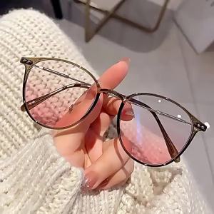 1Pc Blush‑Tone Anti‑Blue‑Light Glasses Ultra‑Light Frame Natural Makeup‑Look Effect