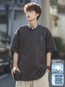 Pure Cotton Short Sleeve T-Shirt Mens Summer New American Style Casual Half Sleeve Body Shirt Youth Fashion Sweat Absorbent