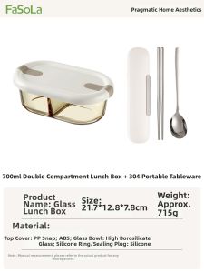 FaSoLa | Microwave-safe Borosilicate Glass Bento Box Meal Container