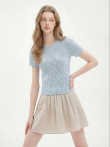 Short-sleeved Knit Top Hollow Heart Design