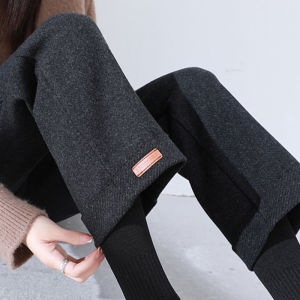 กางเกงขายาวทรงตรงเอวสูงสำหรับผู้หญิง ทรงหลวม ทรงหลวม กางเกงขายาวทรงหลวมฤดูใบไม้ผลิและฤดูใบไม้ร่วง กางเกงขายาวทรงหลวมสำหรับผู้หญิง