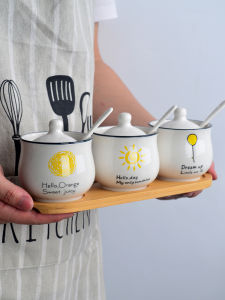 [3-4 Piece Set] Ceramic Seasoning Jar Seasoning Box Seasoning Jar Condiment Dispenser Seasoning Box Seasoning Bottle