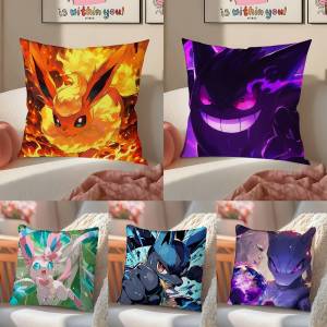 Bandai | Pokemon Greninja Anime Plush Pillow Cover Soft Short Plush Cushion Cover For Sofa Bedroom Home Decor Gift Decoration