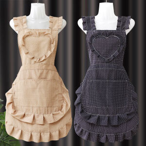 Pure Cotton Apron Womens Kitchen Cooking Waistcoat Dining Service Princes Style Home Use Dustproof Simple Country Style